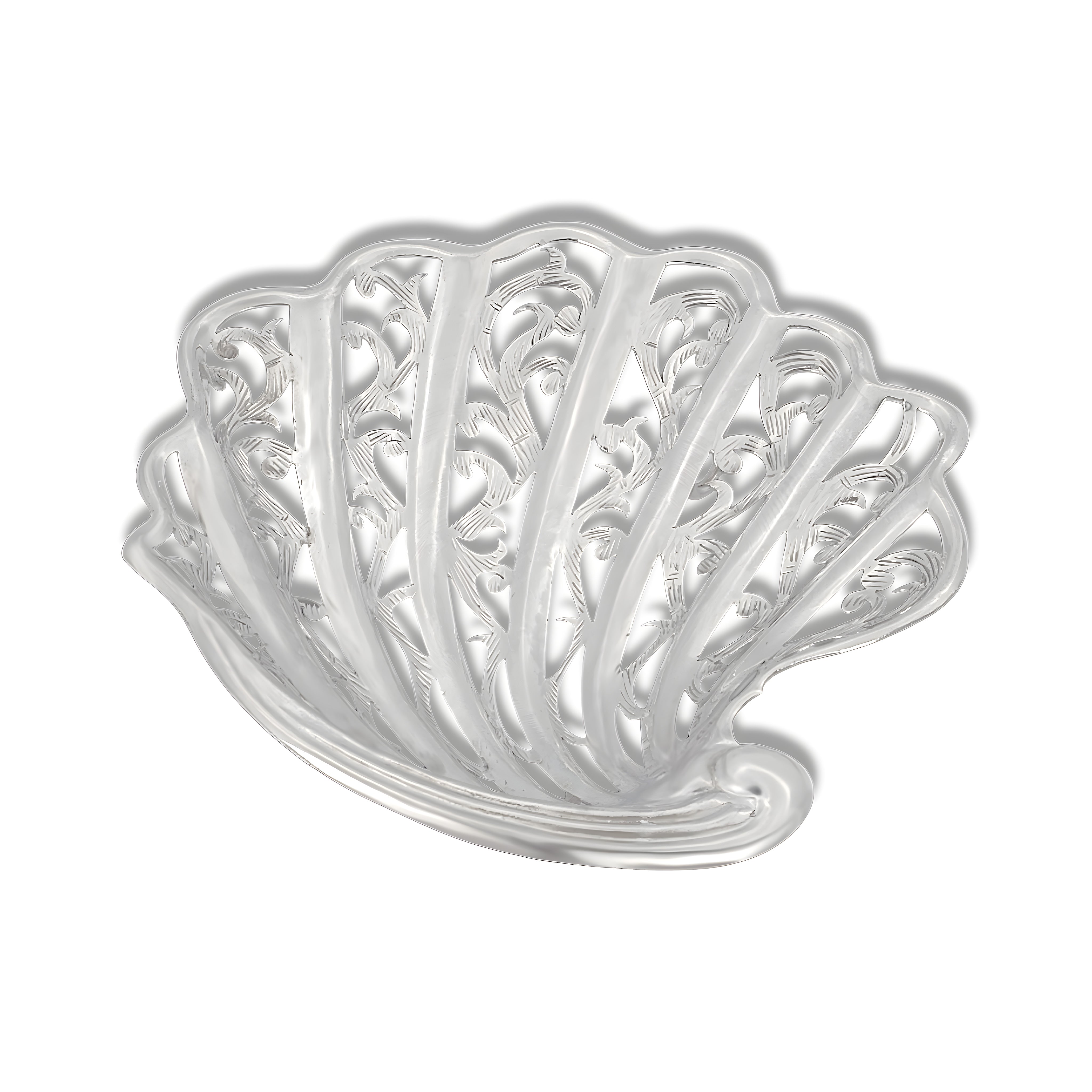Ajur Seashell Plate in handcrafted silver grade 900, elegant & unique Egyptian décor plate gift by Saad of Egypt