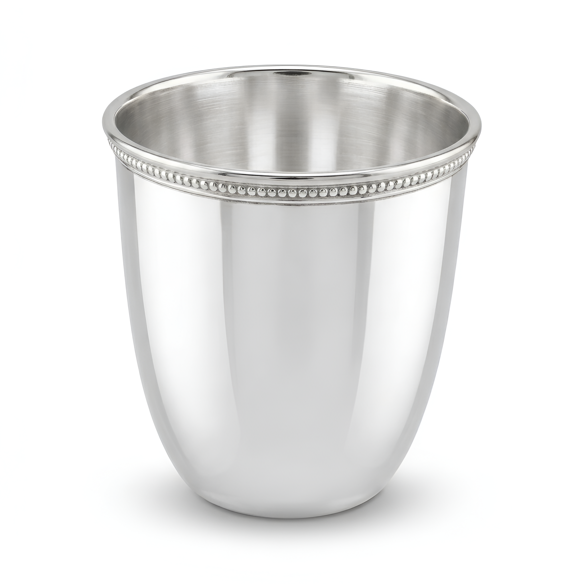 Featuring a polished surface and subtle detailing, this handcrafted 925 sterling silver baby cup offers a clean and classic look, a precious baby gift.