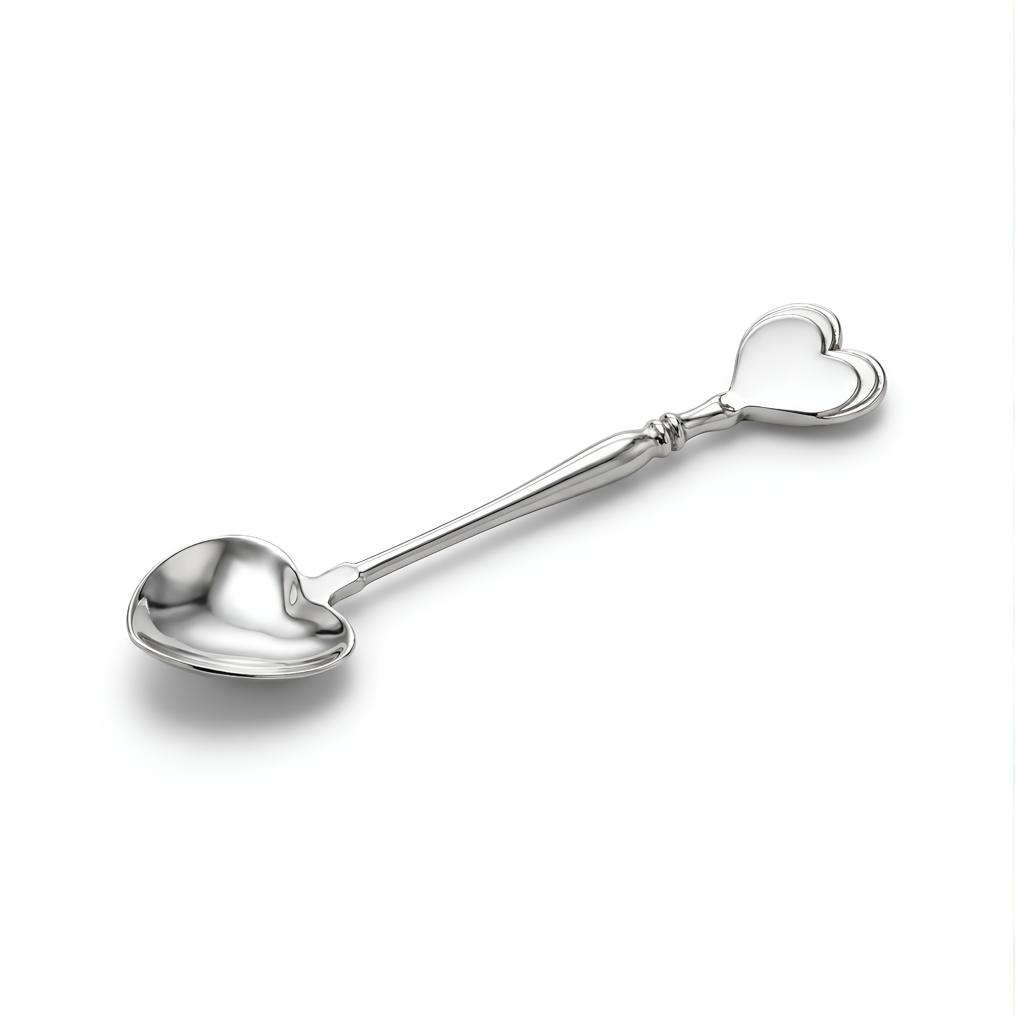Elegant 925 sterling silver Baby Heart Spoon for newborns. Handcrafted heirloom gift for tiny hands by Saad of Egypt
