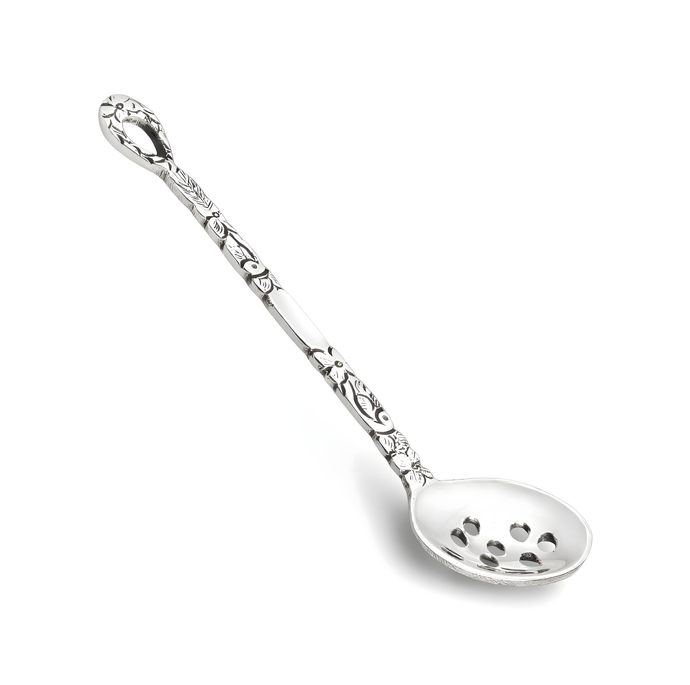 Handcrafted luxury silver grade 900 Olive Spoon for refined serving. Elegant tableware gift by Saad of Egypt