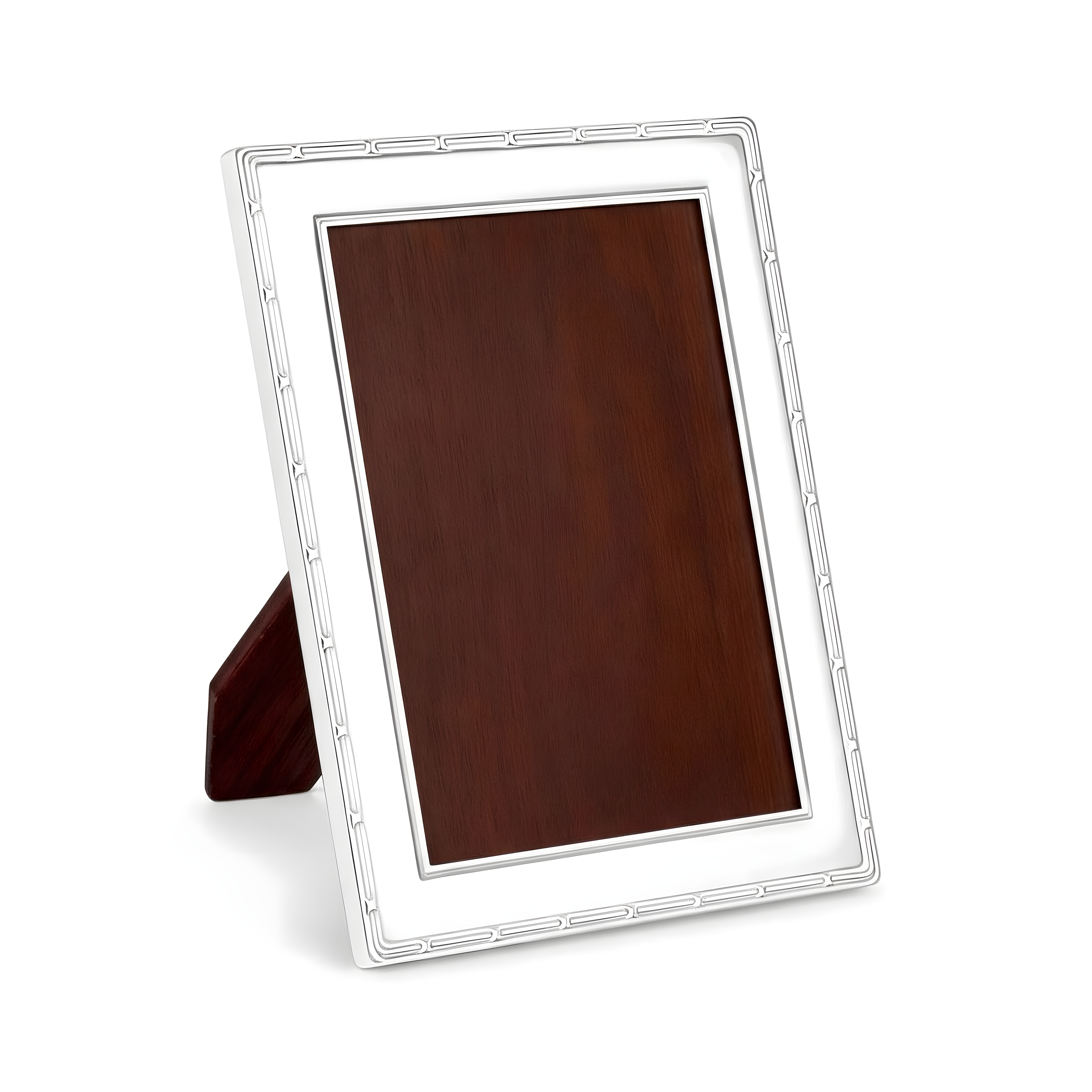 Flowing Ribbon picture frame in 900 premium silver with sweeping decorative details. Handcrafted home decoration gift for graduations and special occasions by Saad of Egypt