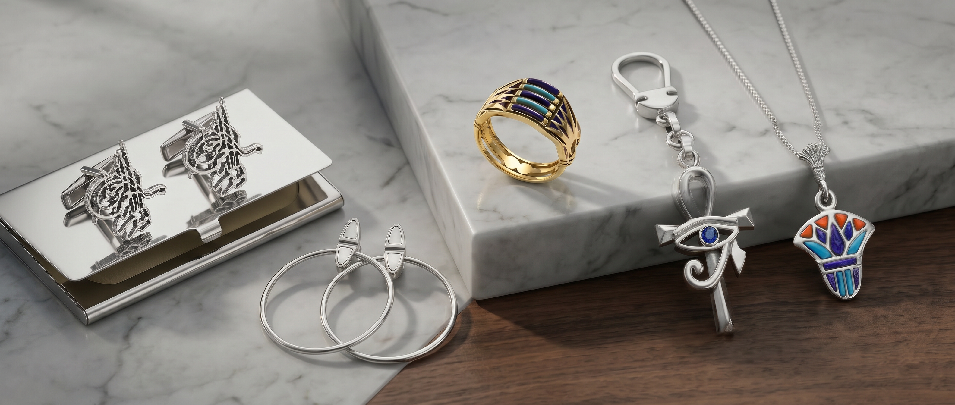 Distinctive handcrafted jewelry by Saad of Egypt showcasing premium 925 sterling silver designs inspired by Egyptian heritage and elegance.