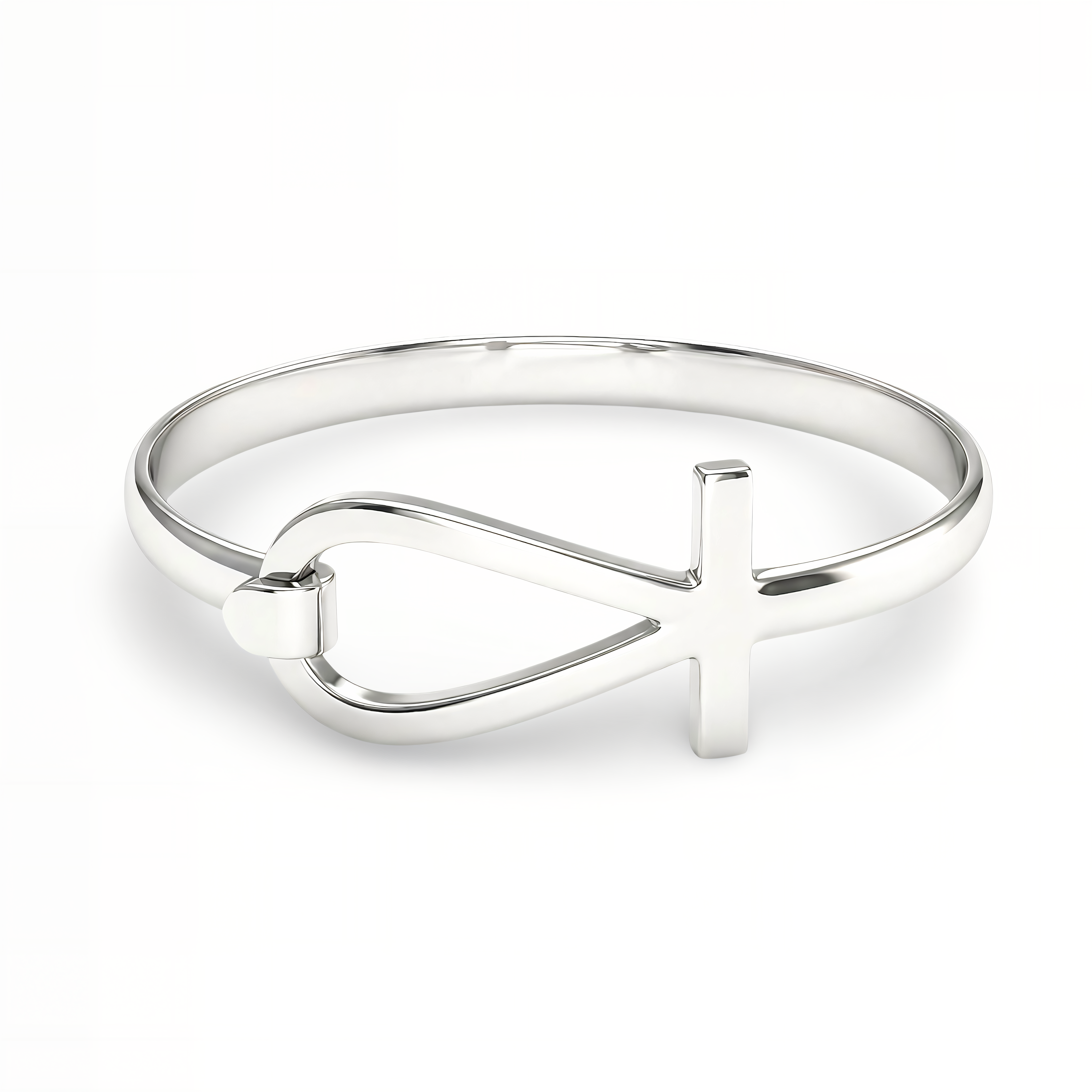 Classic Key of Life bangle in 925 sterling silver, handcrafted Egyptian Ankh symbol gift for women by Saad of Egypt