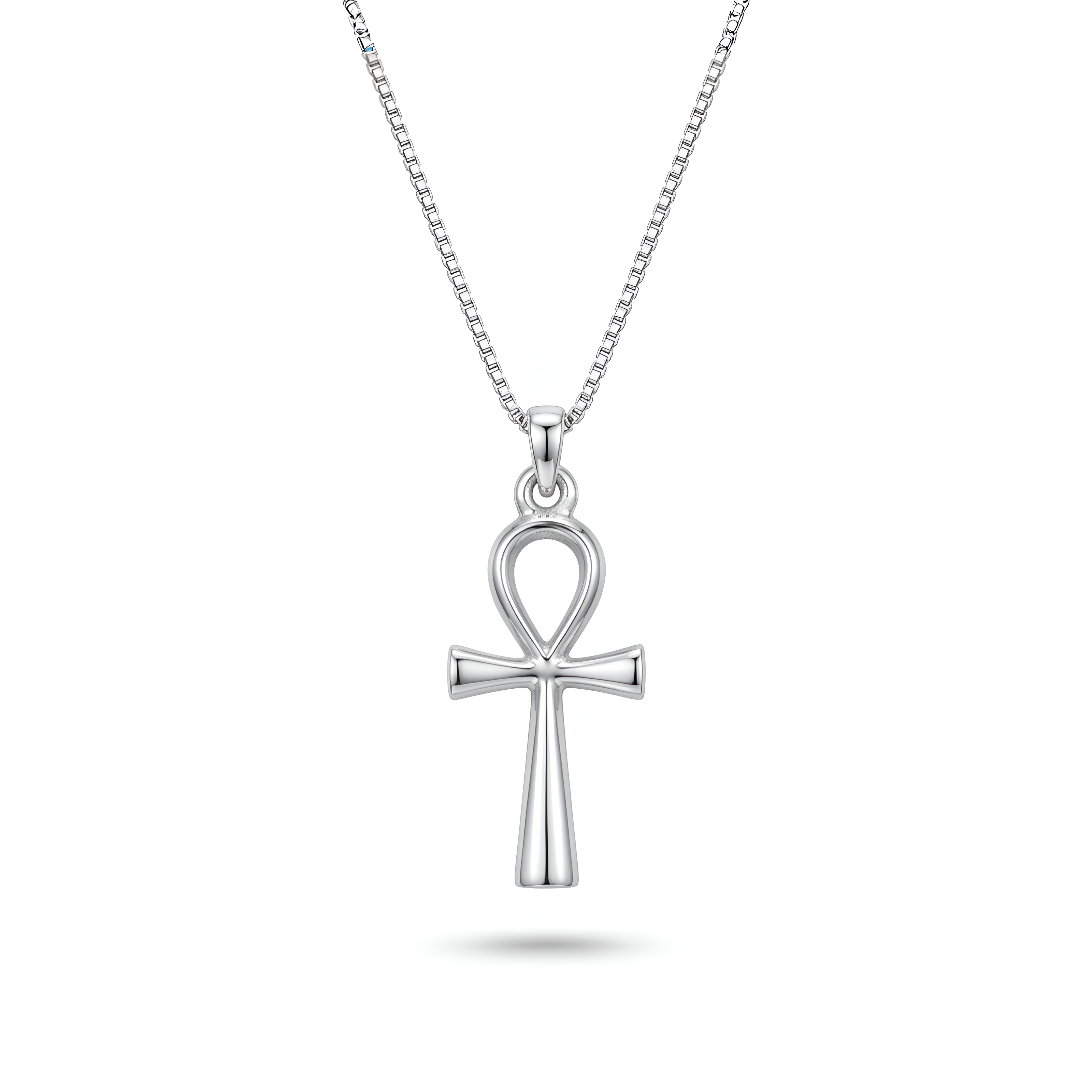Elegant Bold Key of Life pendant in 925 sterling silver featuring a refined Ankh symbol with a sleek polished finish. Luxury women’s jewelry and symbolic gift piece by Saad of Egypt.