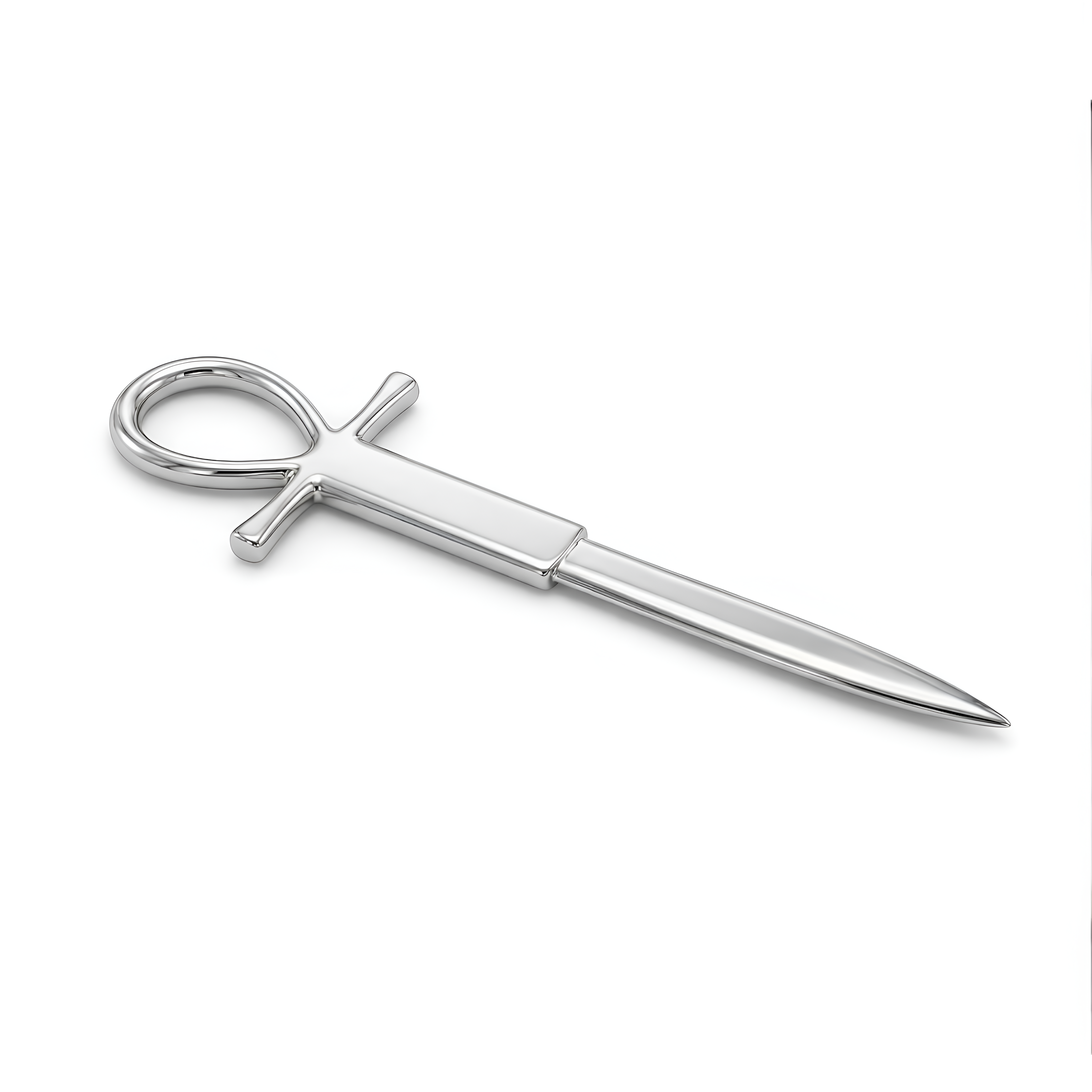 Ankh Letter Opener in handcrafted 925 sterling silver, Egyptian Key of Life symbol desk accessory gift with polished finish by Saad of Egypt