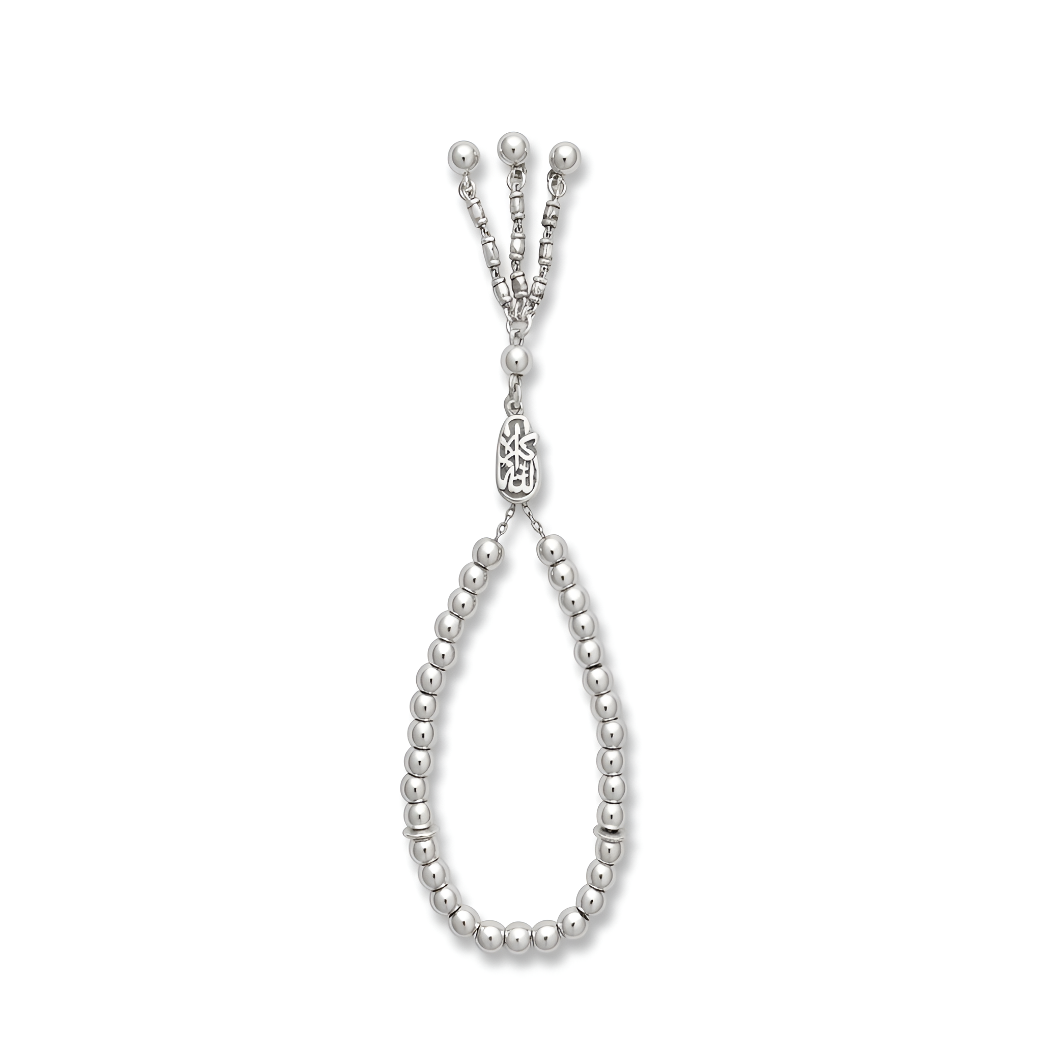 Elegant 925 sterling silver prayer beads designed with smooth polished spheres and refined detailing, crafted for everyday use or special moments, a thoughtful silver gift for women by Saad of Egypt.