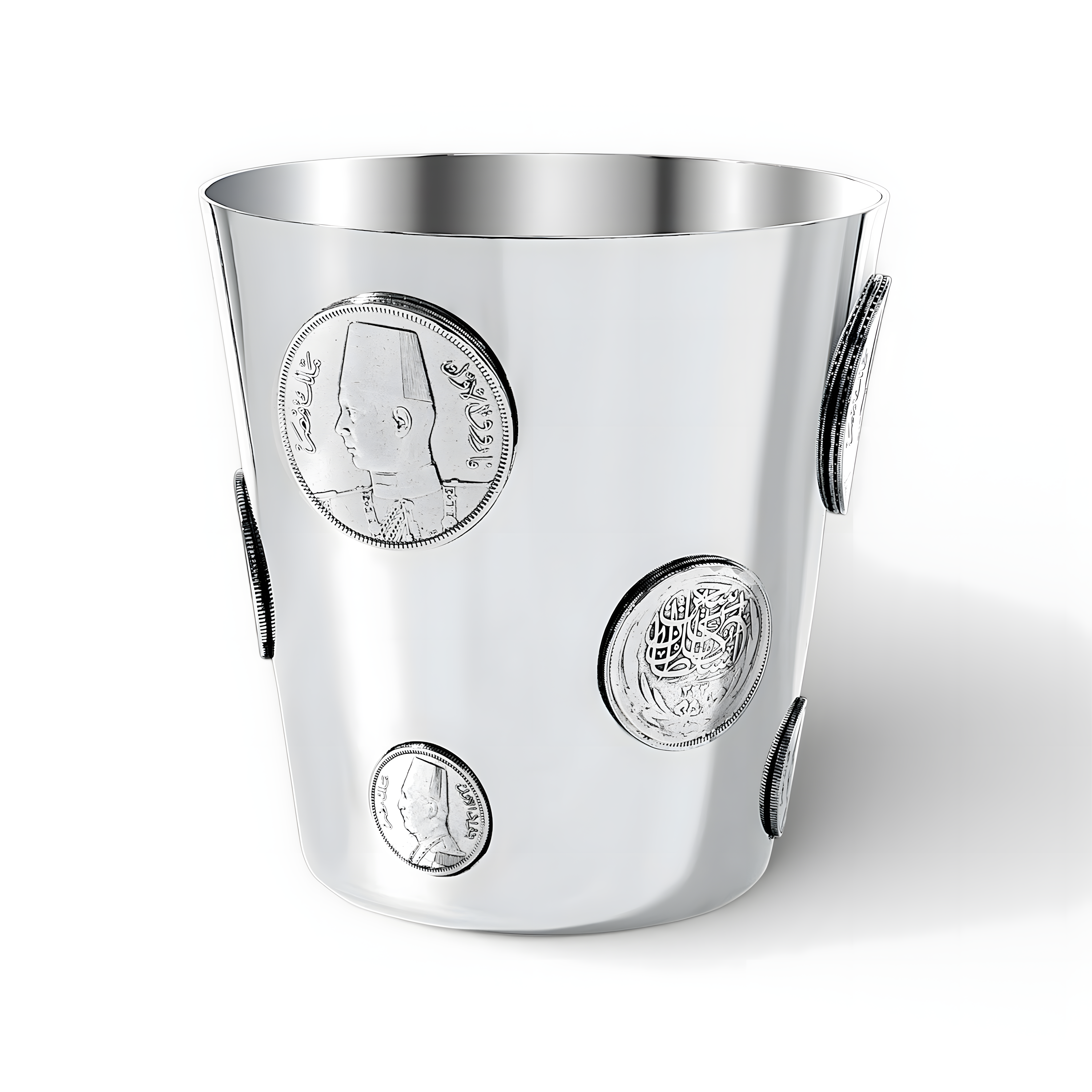 Modern Kings of Egypt 925 sterling silver cup with contemporary design, handcrafted luxury décor gift by Saad of Egypt
