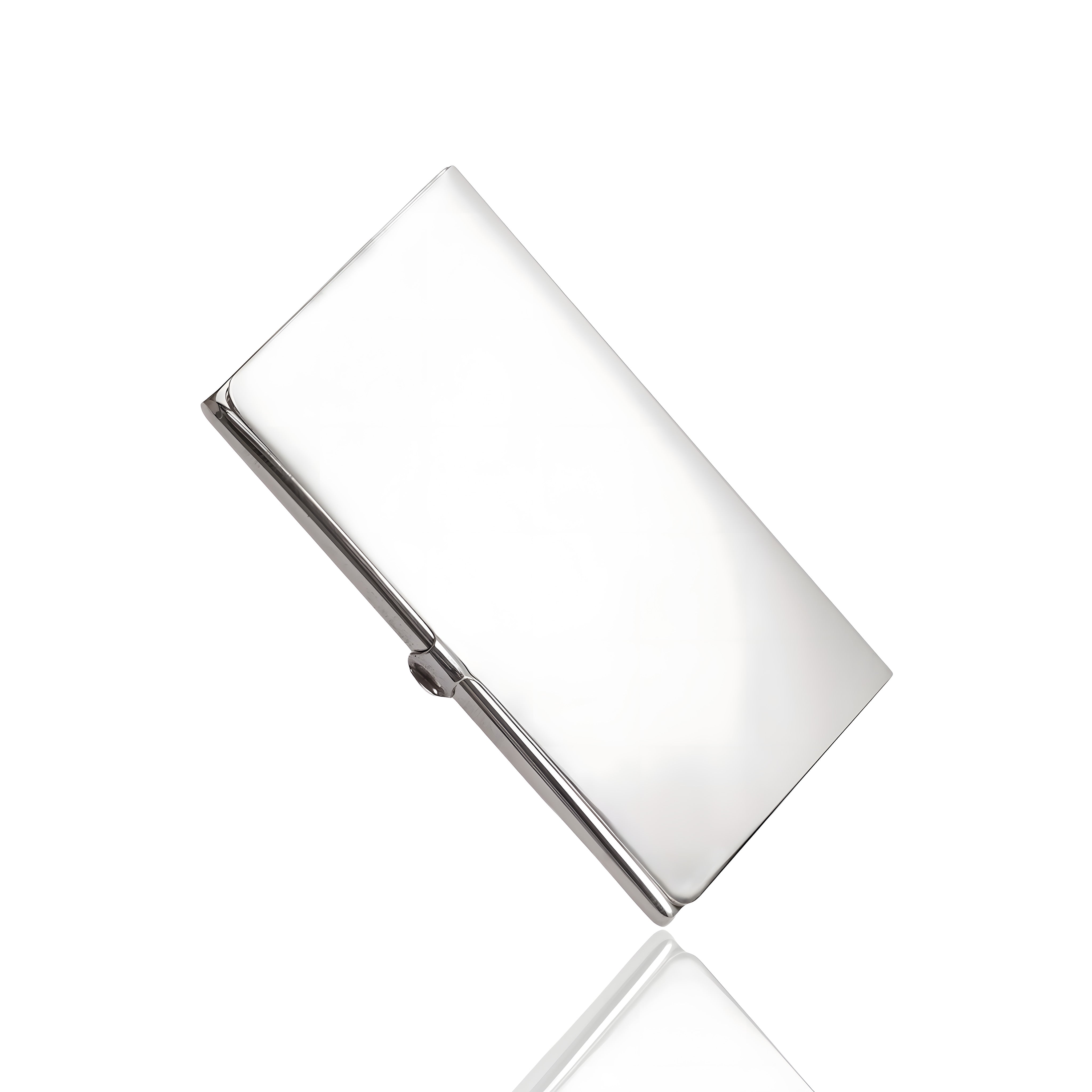 Angle view of 925 sterling silver Plain Business card holder. Handcrafted minimalist men's gift by Saad of Egypt
