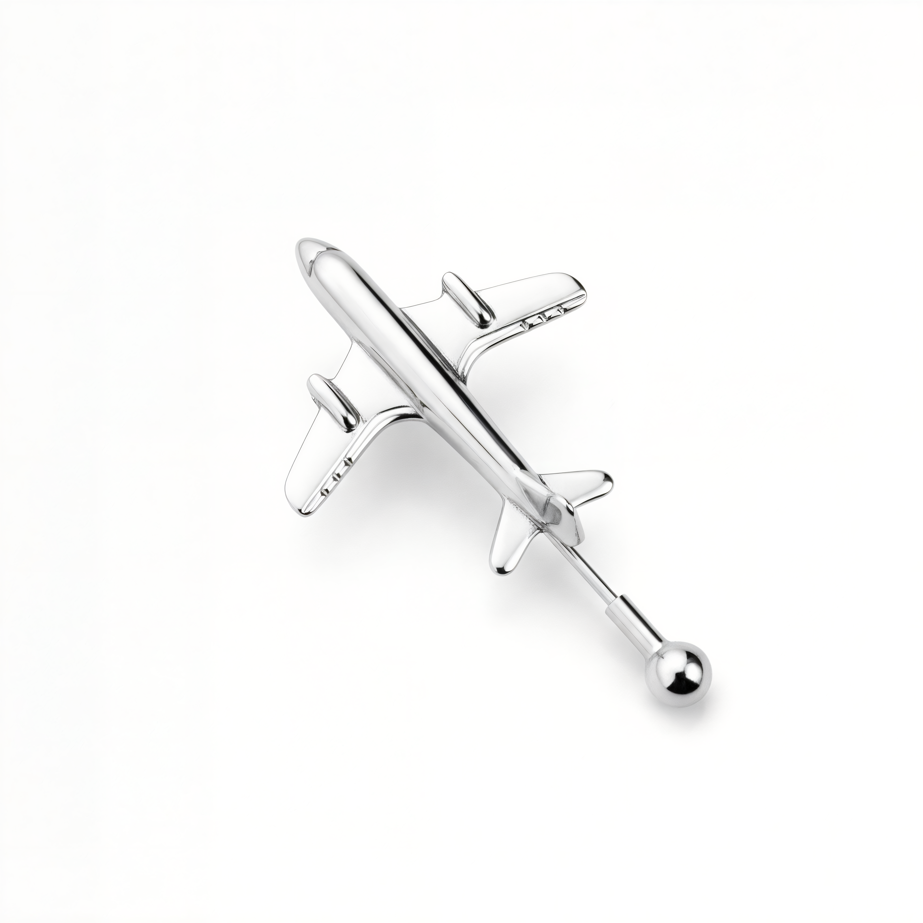 Angle view of 925 sterling silver Airplane Pin on suit lapel. An ideal gift for those who value meaningful details by Saad of Egypt.