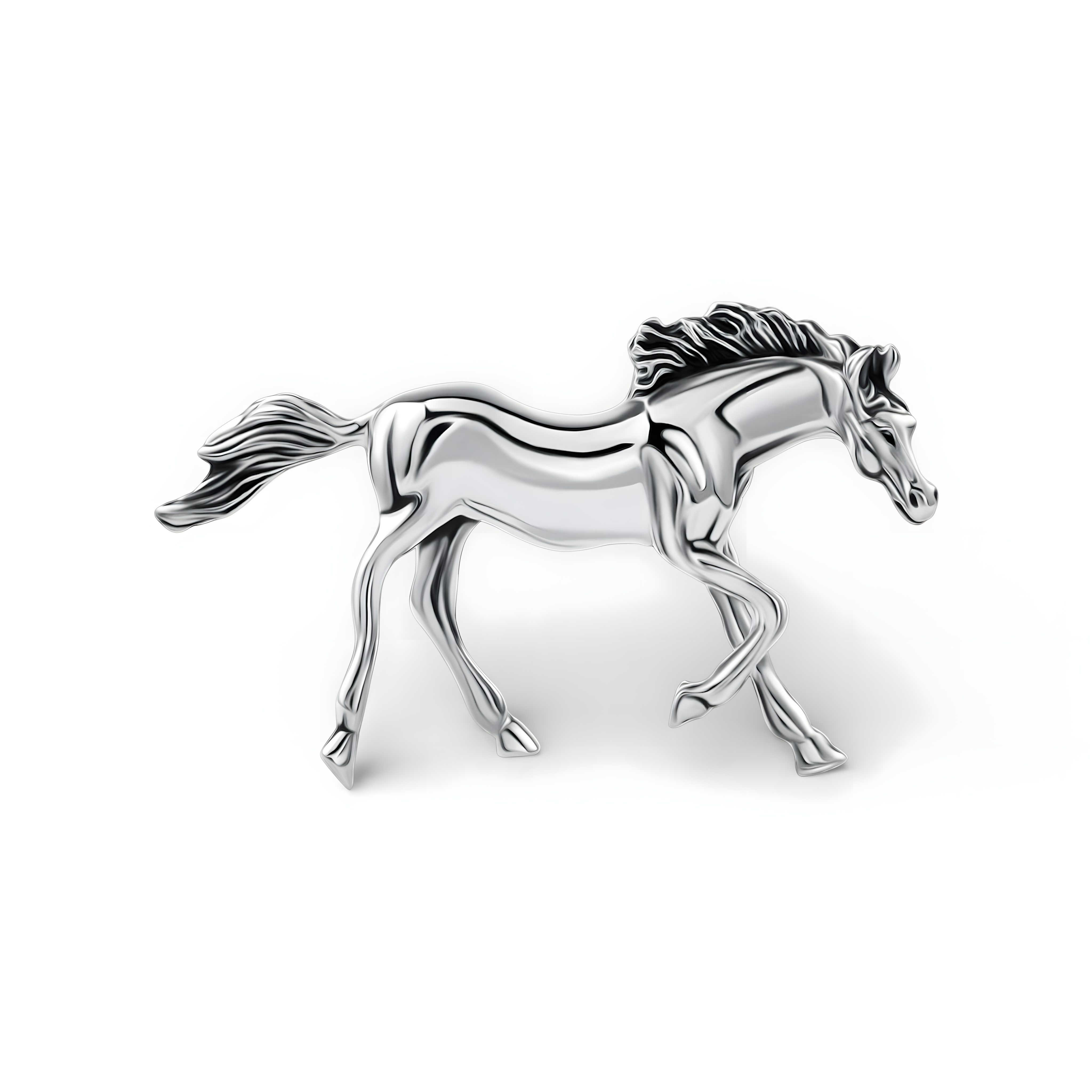 Handcrafted Running Stallion in silver grade 900, dynamic Egyptian horse sculpture for luxury home décor gift by Saad of Egypt