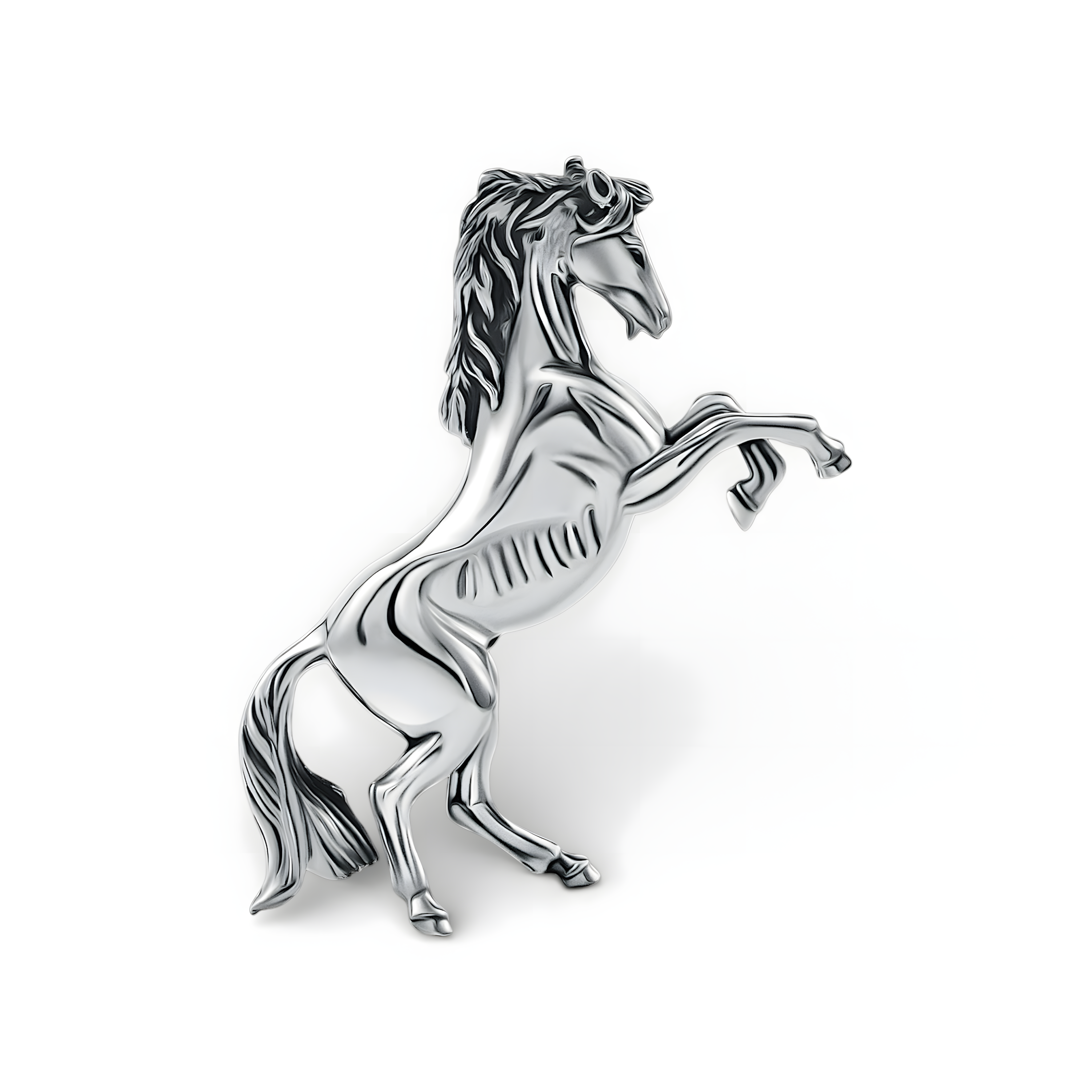 Handcrafted silver grade 900 Standing Stallion sculpture, Egyptian horse detailed craftmanship décor art piece by Saad of Egypt