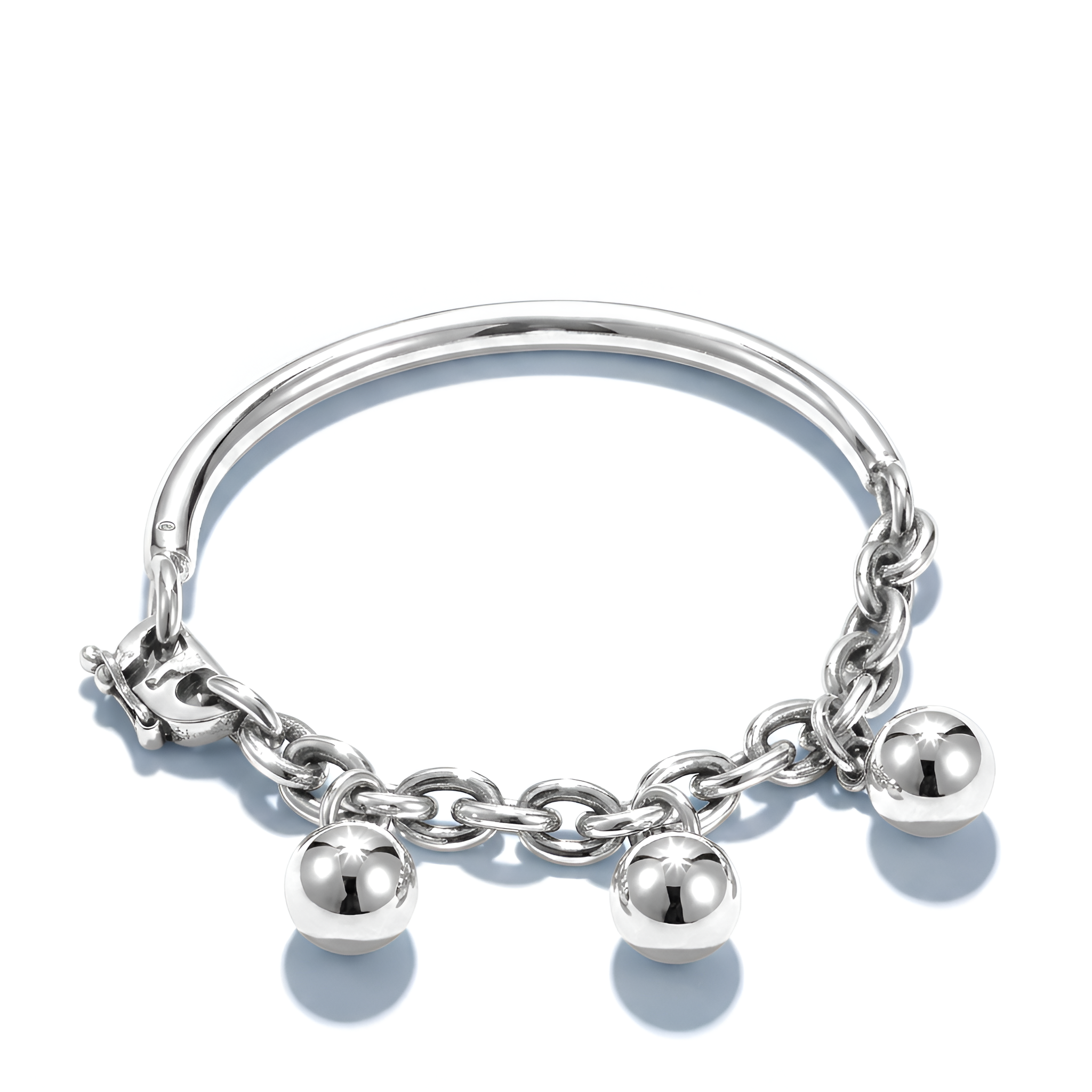Luxury 925 sterling silver women bracelet with silver spheres, handcrafted by Saad of Egypt featuring refined artistic details and elegant timeless styling, perfect as an elegant jewelry gift.