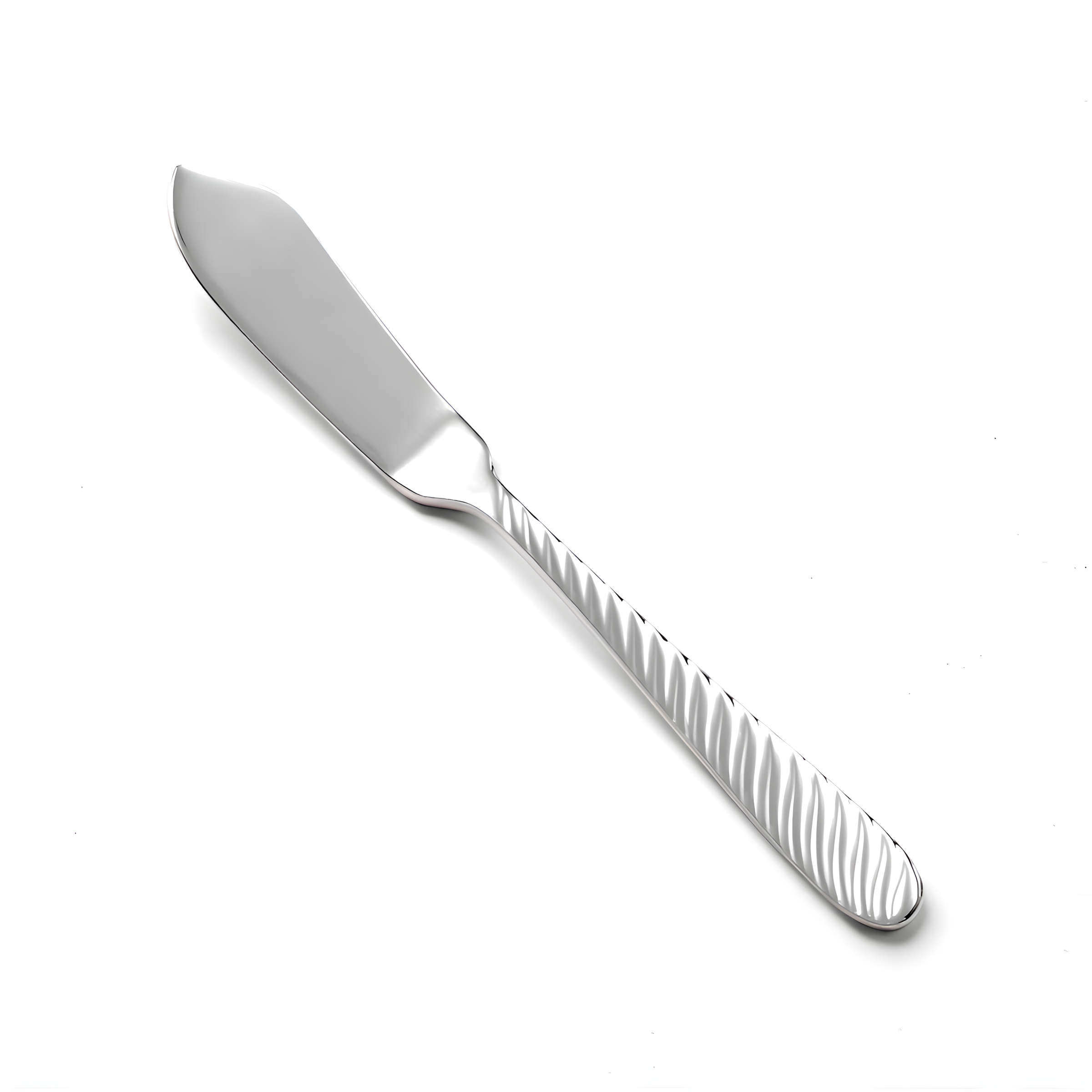 Striped pattern Butter Knife in handcrafted silver grade 900. Ideal as a luxury gift by Saad of Egypt.