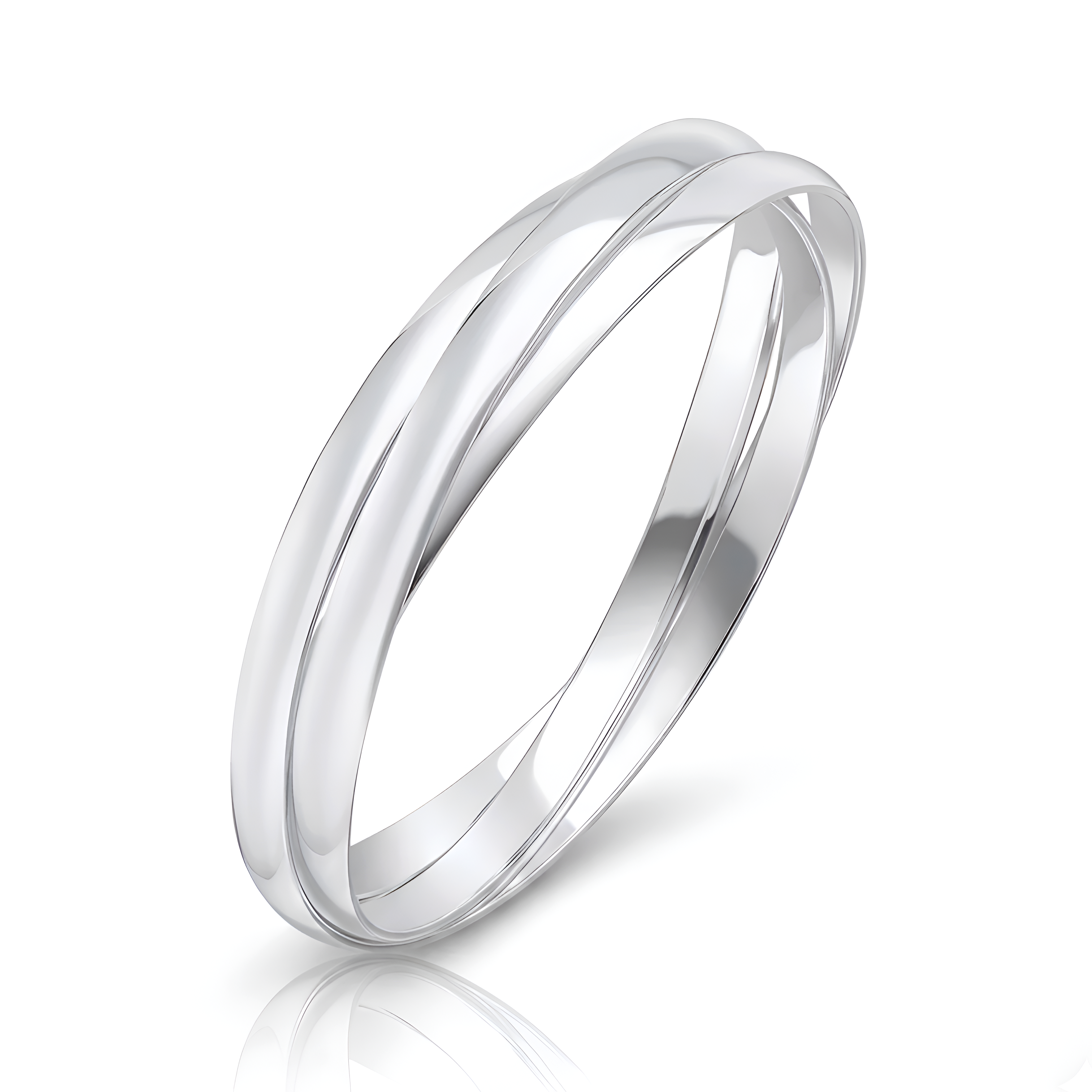 Contemporary 925 sterling silver bangle with a flowing layered structure, offering a clean and minimal aesthetic that complements modern styling, a refined jewelry gift for women by Saad of Egypt
