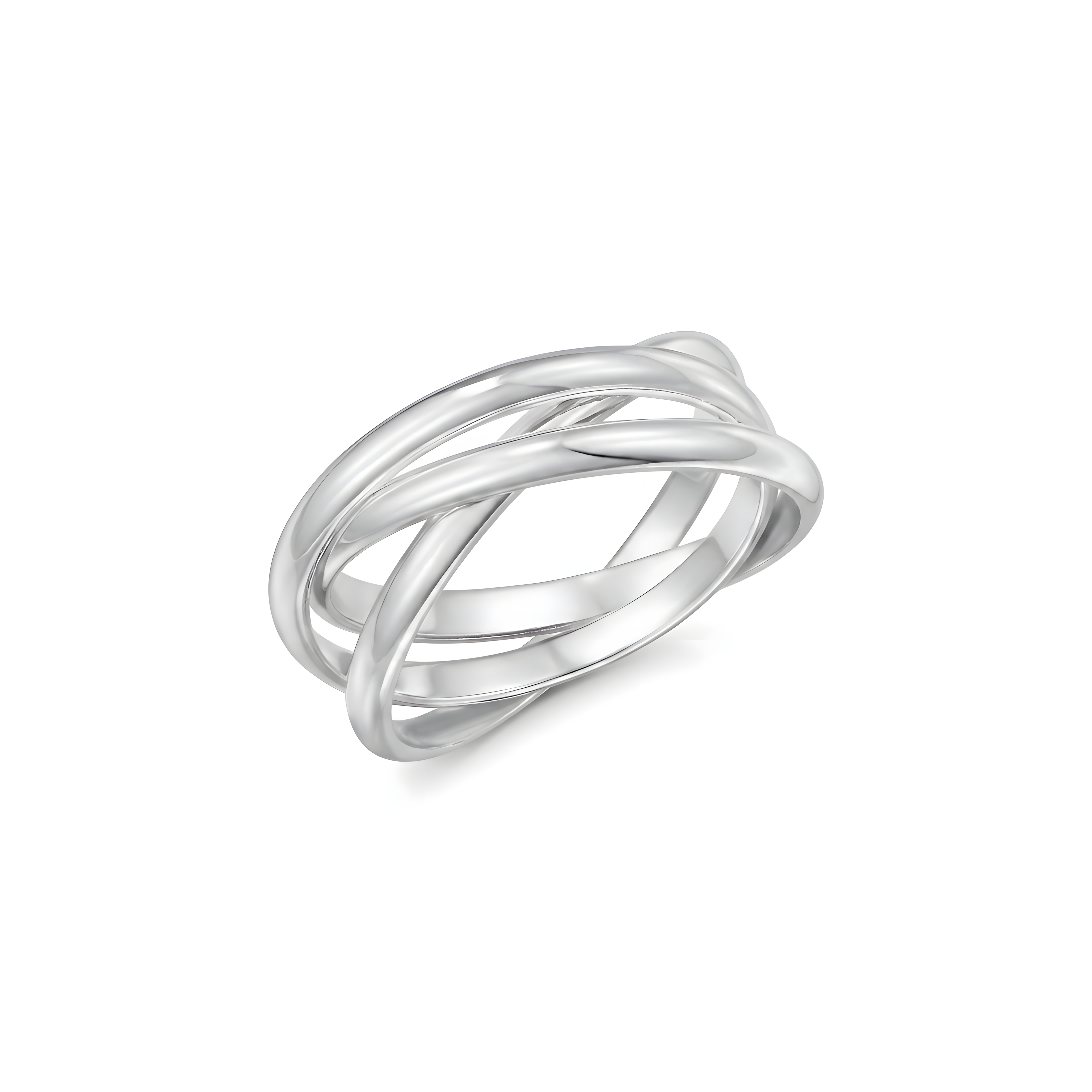 Smooth and modern 925 sterling silver ring designed with interwoven bands, creating a soft layered look that reflects simplicity and elegance, a perfect everyday jewelry gift for women by Saad of Egypt