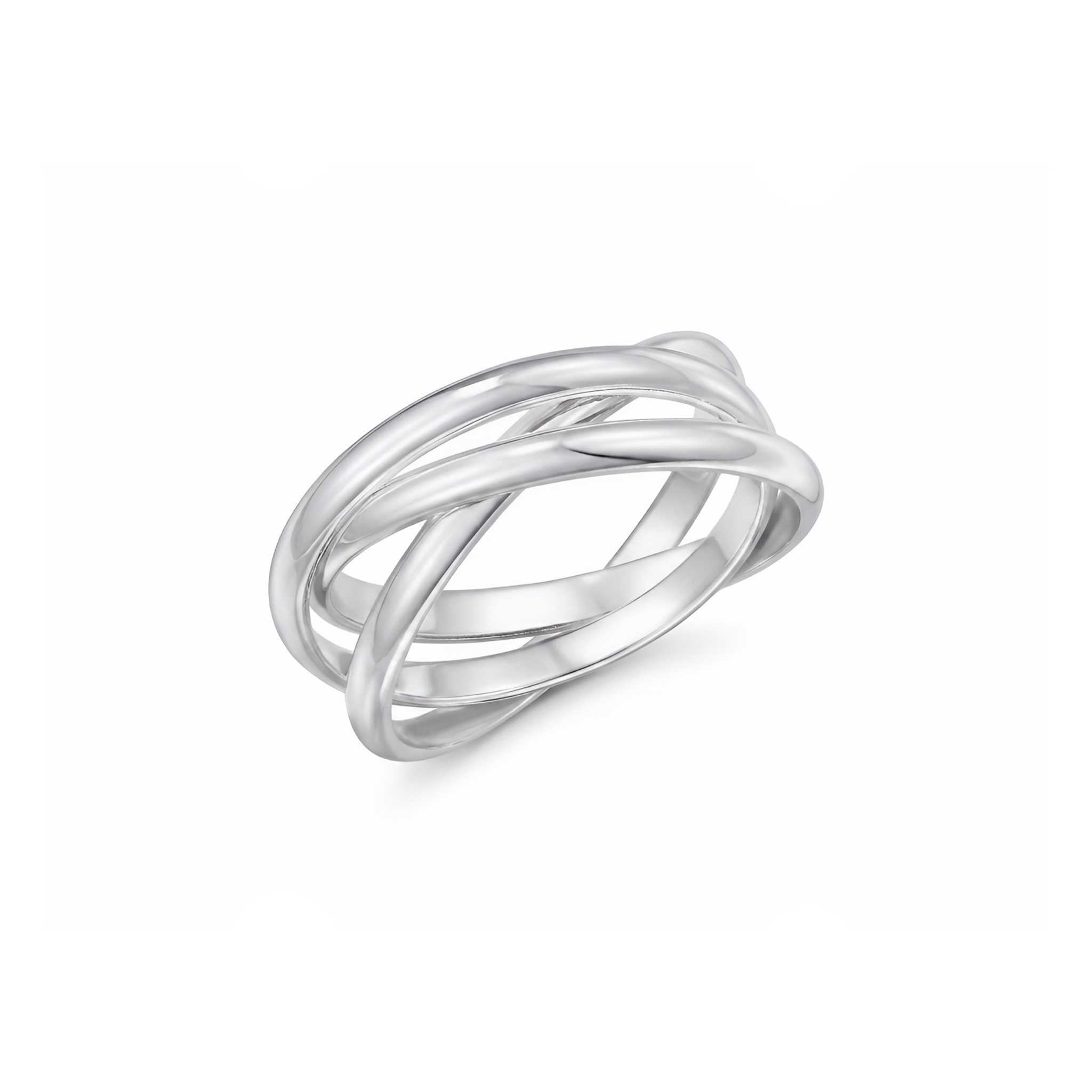 Smooth and modern 925 sterling silver ring designed with interwoven bands, creating a soft layered look that reflects simplicity and elegance, a perfect everyday jewelry gift for women by Saad of Egypt