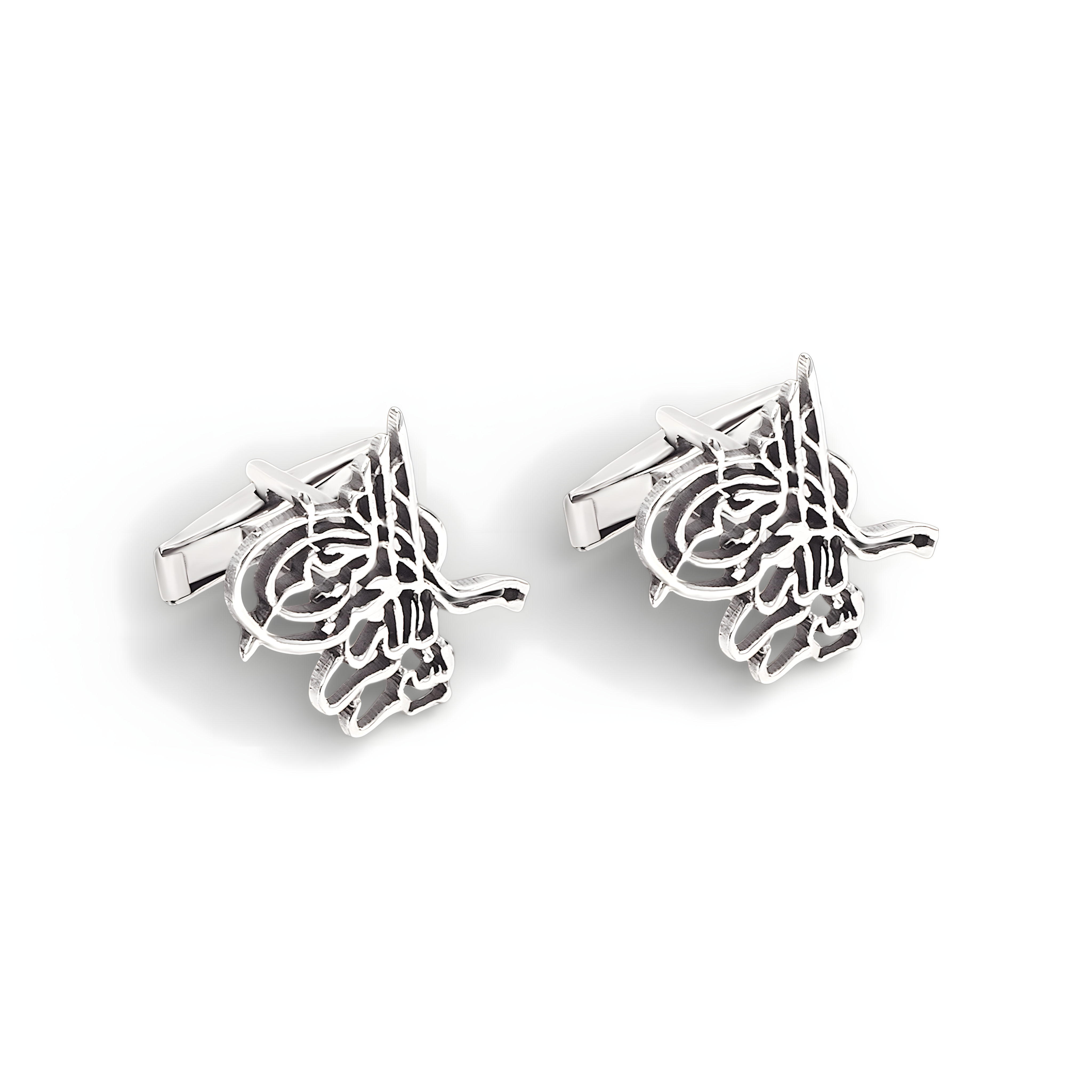 Turra cufflinks with Bismillah Islamic verse in 925 sterling silver. Handcrafted spiritual men's gift by Saad of Egypt