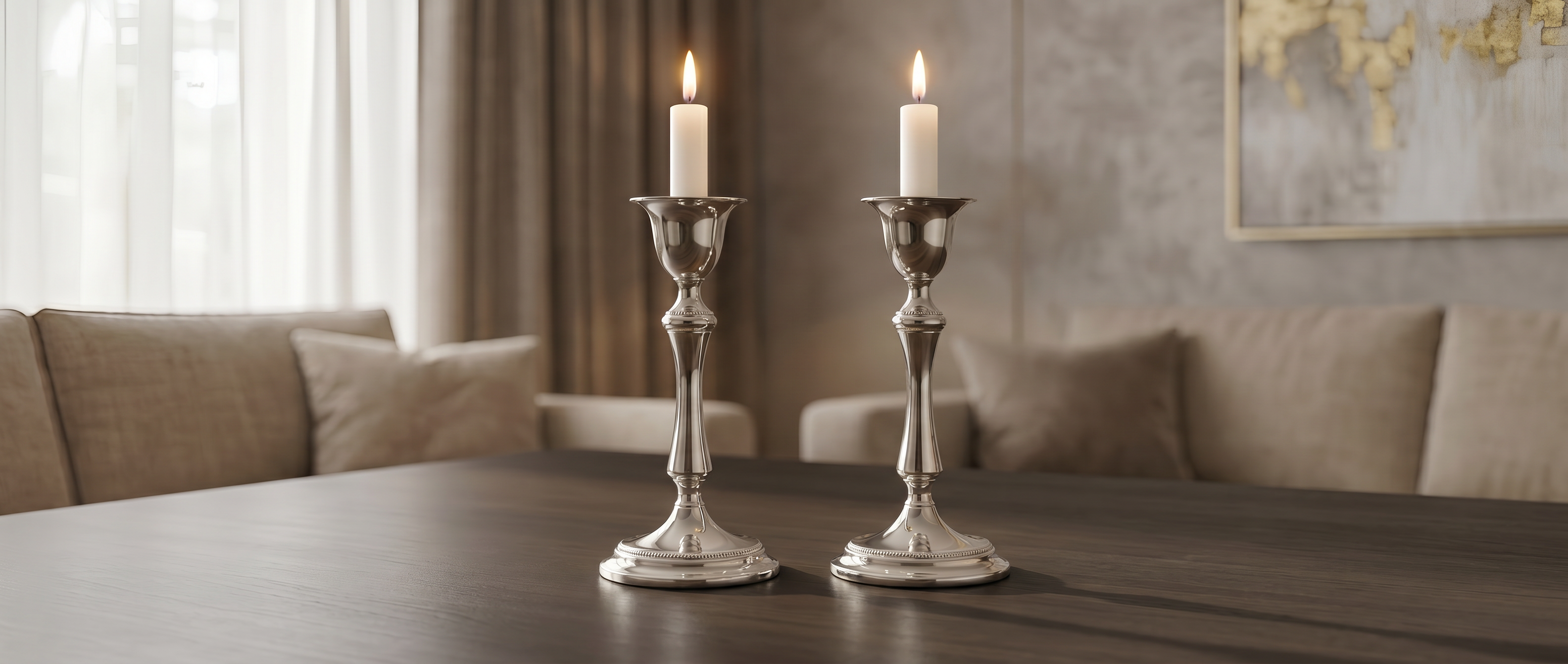 Luxury sterling silver candle holders handcrafted by Saad of Egypt with timeless elegance for refined home styling and sophisticated gifting moments.