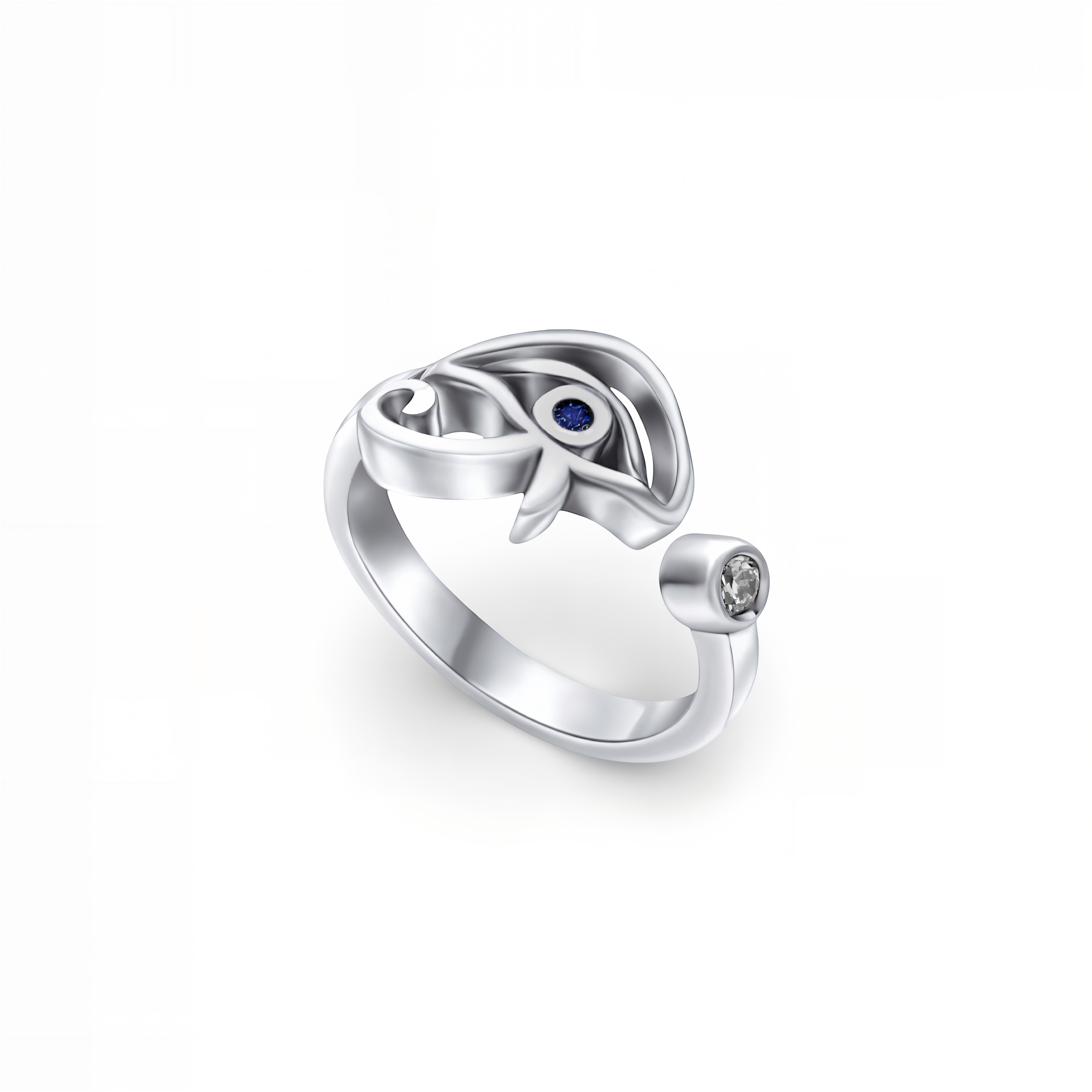 Eye of Horus Ring with natural Amethyst gemstone in 925 sterling silver, handcrafted protective Egyptian jewelry for women by Saad of Egypt