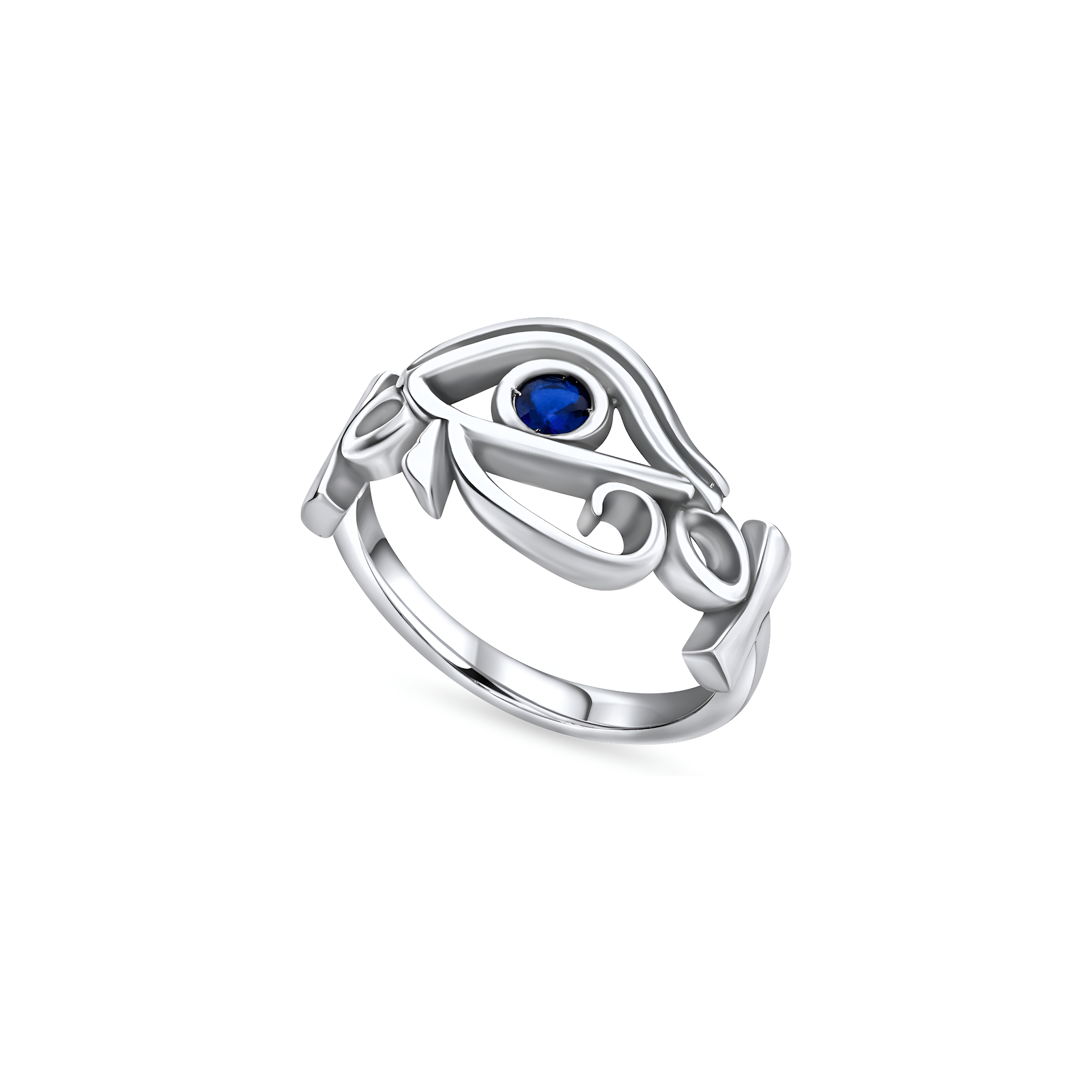 Elegant 925 Sterling silver ring combining Eye of Horus and Ankh symbols, handcrafted Egyptian protective jewelry gift for women by Saad of Egypt