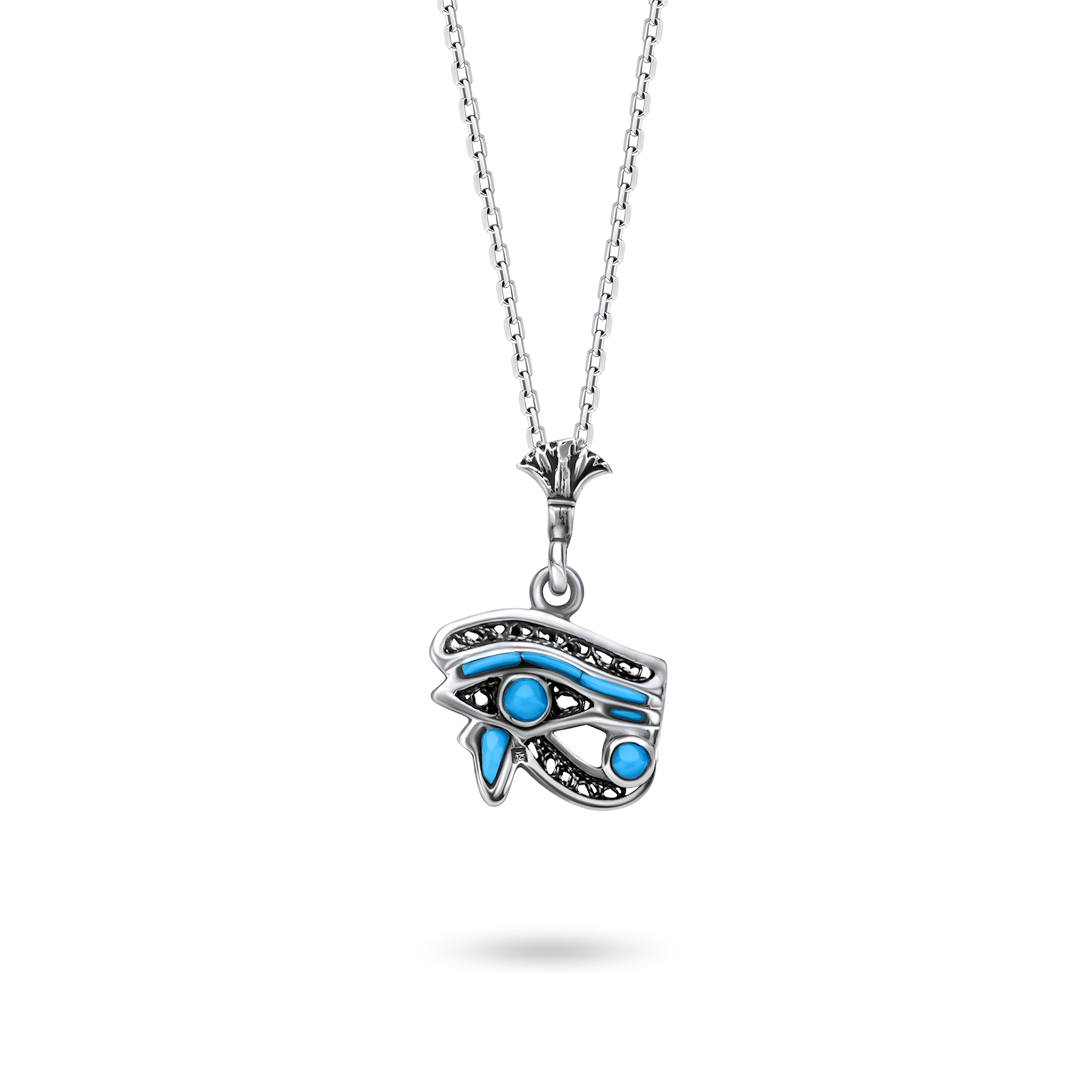 Egyptian Eye of Horus pendant in 925 sterling silver with Turquoise, handcrafted protective symbol that honors Egyptian craftmanship by Saad of Egypt